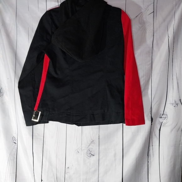 Red and Black Asymmetrical Zip Jacket - Picture 6 of 13